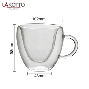 Vasos de vidrio transparente en forma de corazón, con <span class=keywords><strong>doble</strong></span> pared tazas de café, con aislamiento de vidrio, para té Latte, <span class=keywords><strong>doble</strong></span> pared - Product Image 4