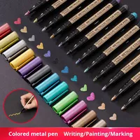 Stylo permanent à base d'huile Leyi, 12 couleurs, pointe pinceau, marqueur, peinture, DIY, album, journal, papier, emballage PVC, 165X1cm