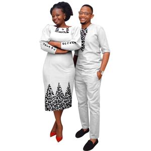 Robes Dashiki en coton avec appliques africaines pour femmes et hommes, tenues assorties pour couples, grandes tailles, écologiques, pour l'été, le printemps et les mariages - Product Image 2