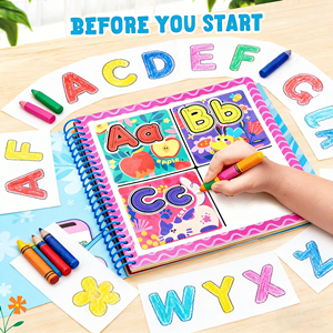 Livre de coloriage à l'eau pour les tout-petits de 3 à 5 ans, 14 pages d'activités réutilisables avec stylo à eau pour un dessin sans désordre - Product Image 1