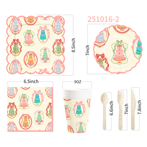 Decoración para Fiesta de Cumpleaños con Temática de Feliz Cumpleaños DAMAI, Platos Desechables de Papel para Pastel, Vasos, Servilletas con Juego de Cubiertos - Product Image 5