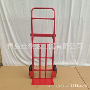 Folding Handcart Four Wheel Steel Yellow Industrial Logistics Handling Vehicle Double Layer 610mm Floor Height - Product Image 5