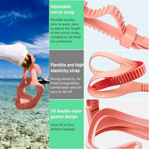 Silicona sin marco impermeable doble lente máscara de esnórquel <span class=keywords><strong>lentes</strong></span> de vidrio templado apnea natación buceo uso adulto - Product Image 5