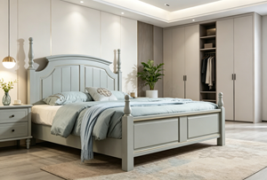 Cama Tradicional de Madera Blanca con Cabecera Arqueada y Base con Cajones - Product Image 3