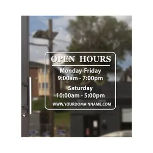Señal de horario comercial para puerta de vidrio Señal de horario de tienda cambiable Etiqueta de vinilo