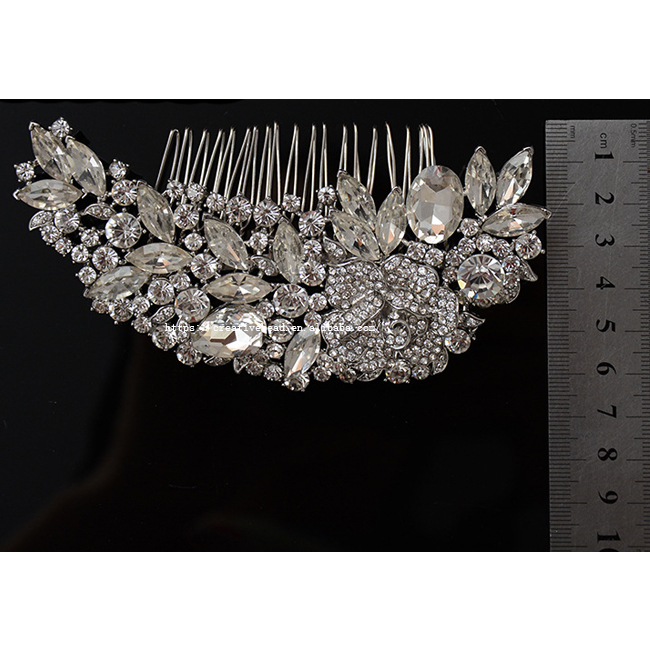 Diadème Cristal Strass Avec Peigne - Argent - Pour Mariage Ou Fête