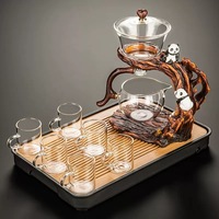 Nouvel ensemble de thé automatique en verre de style panda, design chinois, tasses de luxe, théière magnétique – Idéal pour les amateurs de thé et la préparation de thé au bureau