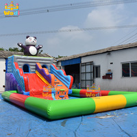 Château aquatique commercial WODI en PVC avec toboggan pour enfants et adultes, logo personnalisable gratuit