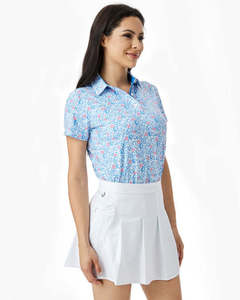 Polos de Golf Premium para Mujer, Cómodos, Sencillos, con Estampado Floral, Duraderos, con Logotipo Personalizado por Sublimación - Product Image 5