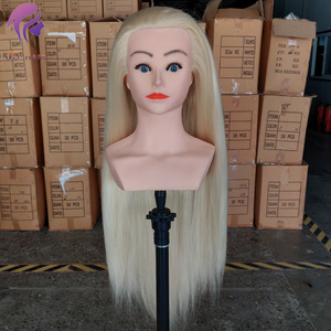 Precio al por mayor Europa cara peluquero entrenamiento muñeco maniquí cabeza con pelo hombro para práctica de peluquería - Product Image 5