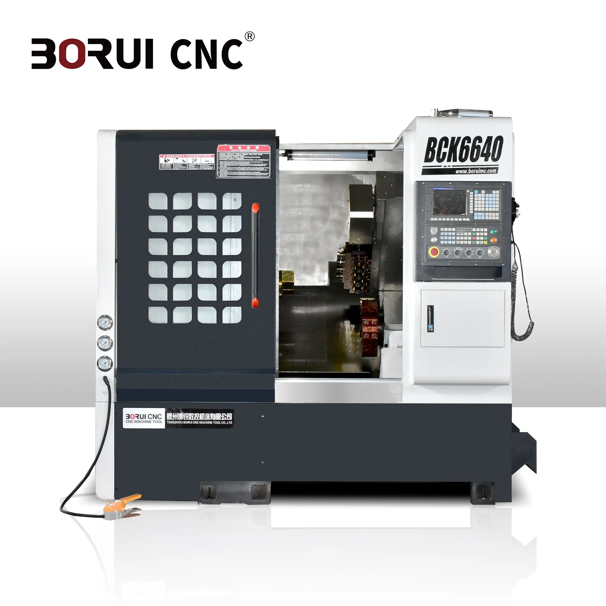 BORUI CK46D-8 BCK6640 CNC 3 축 선반 기계 경사 침대 선반 센터