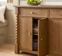 Buffet moderne de luxe à 4 portes en chêne massif, meuble de rangement pour salle à manger haut de gamme