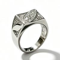 Bague Hip Hop large et massive pour homme, micro-pavée de zircon carré, en laiton plaqué platine, bague statement