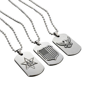 OEM double face en métal chien étiquette d'identification personnalisée gravée au laser nom plaque forces armées recruter collier mâle bijoux cadeaux USA pendentif - Product Image 3