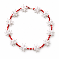 24 étoiles en papier moravian pour décoration de Noël, guirlande murale, perles blanches et rouges pour les fêtes, à suspendre