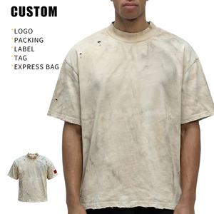 T-shirt Oversize Corta OEM da Uomo, Pesante 260gsm, Vintage con Lavaggio Enzimatico Effetto Usurato, 100% Cotone, Stampa DTG Personalizzata - Product Image 3