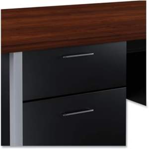 Escritorio para computadora de acero con pedestal doble Alera de 72 x 36 x 29.5 pulgadas, color moca/negro - Product Image 2