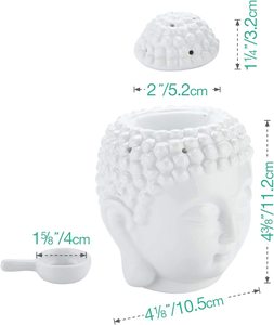 Bruciatore di olio essenziale testa di Buddha con cucchiaio di candela bianco, bruciatori di fusione di cera per aromaterapia diffusore di olio Tealight Candle Hol - Product Image 2