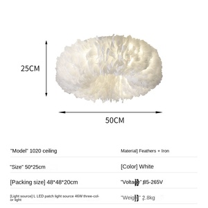 Lustre moderne de luxe en plumes d'autruche Plafonnier LED bleu foncé pour hôtel Salon Chambre Lampes suspendues avec base en métal - Product Image 3