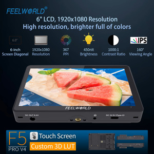 <span class=keywords><strong>Feelworld</strong></span> <span class=keywords><strong>F5</strong></span> <span class=keywords><strong>Pro</strong></span> <span class=keywords><strong>V4</strong></span>ทัชสกรีน6นิ้ว, มอนิเตอร์ฟิลด์กล้อง DSLR 3D LUT 4K HDMI I/o ขนาดเล็ก - Product Image 3