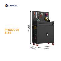 Armoire à outils mobile avec panneau perforé, tiroir verrouillable et organisateur en acier à double porte pour atelier de réparation électrique