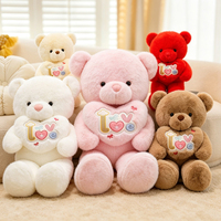 Boneka Beruang Teddy Lembut Romantis dengan Bordir Hati, Mainan Boneka Isi Dakron untuk Lamaran Pernikahan, Hadiah Hari Ibu