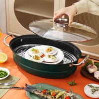 39cm Kohlenstoffstahl Antihaftbeschichtete Fischpfanne zum Dämpfen von Suppen & Eintöpfen