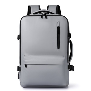 High-End Dual-Sided Waterproof Laptop Backpack PU Polyester <b>Bag</b> Zipper Cross-Border Fashion for Men Women's - Product Image 6