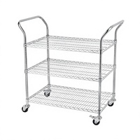 Chariot d'étagère en fil métallique gris à 3 niveaux simple et bricolage Étagère en fil métallique à usage moyen pour supports de stockage de four à micro-ondes