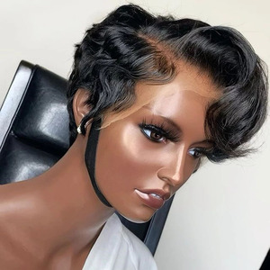 Perruque Pixie Cut Lace Frontale avec Baby Hair Cheveux Humains Ondulés Courts Bob pour Femmes - Product Image 2
