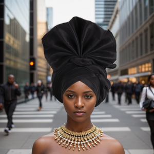 Bonnet Femme Prêt-à-porter en Aso Oke Africain Uni de Haute Qualité, Style Unique Nigérian, Idéal pour les Fêtes - Collection 2025 (Vente en Gros) - Product Image 3