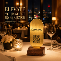 Support de numéro de table en acier avec code QR et menu, finition anodisée, forme personnalisée pour restaurants et cafés, matériau de qualité alimentaire