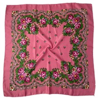 Syal cetak bunga Rusia syal mewah wanita gambar bunga persegi Bandana ikat kepala Ukraina syal kepala sapu tangan bungkus