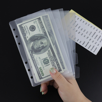 A5/A6/A7 6 intercalaires transparents en PP à 6 onglets pour enveloppes de trésorerie, sans fermeture éclair, pour feuilles mobiles, système d'enveloppes de budget, portefeuille