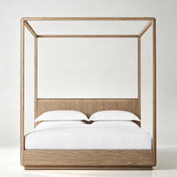Lit à baldaquin personnalisable en bois massif naturel, style de luxe, écologique, pour opérateurs de villas et de manoirs