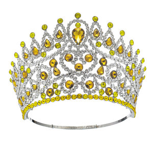 Nuova Corona QS in Lega per Spettacoli, Stile Barocco Rotondo, Corona da Campionessa di Bellezza, <span class=keywords><strong>5</strong></span> Pollici, Lussuosa Corona Grande con Cristalli per Anniversario - Product Image 4