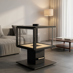 <span class=keywords><strong>Cheminée</strong></span> en acier personnalisable avec grande fenêtre d'observation, poêle à bois autonome - Product Image 1