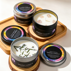 <span class=keywords><strong>Bougie</strong></span> parfumée à la lavande et à la sauge, cristalline, étiquette privée, design de pot personnalisé, faible MOQ, vente en gros, utilisation pour cadeaux - Product Image 1