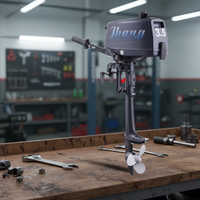 Moteur hors-bord portable léger à essence 3,5 CV 2 temps avec poignée de commande pour petits bateaux et bateaux d'accompagnement