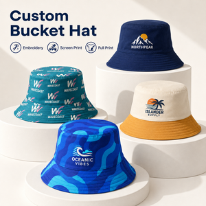 Chapeaux Bob Réversibles en Coton Brodés sur Mesure (OEM/ODM) avec Logo Personnalisé et Motif Imprimé Intégral pour Homme – Vente Chaude - Product Image 1