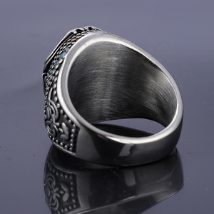 Anillo de acero inoxidable turquesa azul indio Retro para hombre, joyería de dedo de piedra Natural de pavo Vintage, accesorios de moda - Product Image 6