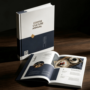 Impression de brochures sur mesure en couverture rigide sur le thème de la culture du café, catalogue de produits de luxe avec reliure parfaite, magazine, livret pour la promotion de la marque de café - Product Image 1