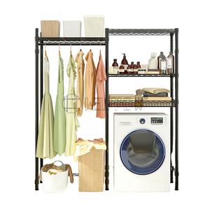 조합 와이어 아이디어 세탁실 블랙 파우더 코팅 건조 랙 선반 - Product Image 1