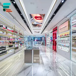 Supplier Perfume Wall Cabinets Cosmetics Display Racks Retail Shop Wig Display Furniture Beauty Store Shelf With Lighting