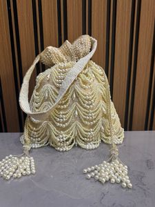 Por encargo exquisito hecho a mano pesado diseñador Potli lujoso terciopelo crudo seda brocado Bases perla detalles boda noche - Product Image 4