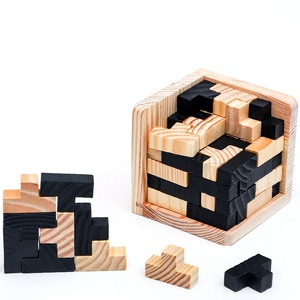 Puzzle de casse-tête Luban – Cube en bois 3D, puzzle Burr, casse-tête à emboîter – Jeu d'intelligence, jouet éducatif pour enfants et adultes – C - Product Image 2