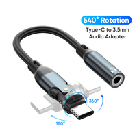 USB-C auf 3,5mm Kopfhöreranschluss-Adapter 10cm Länge 540° Drehbar Handy Laptop zu Kopfhörer Hi-Fi Audio-Kabel
