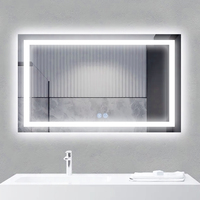 Miroir LED de vanité pour hôtel, personnalisé en usine, longueur sur mesure, avec éclairage mural UL, dégivreur tactile, verre de sécurité 5 mm, CCT 3000K-6000K
