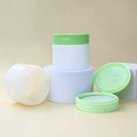 Pot de luxe 300 ml en plastique PP vide haut de gamme avec couvercle à clapet pour tampons de toner, crème visage et gommage corporel