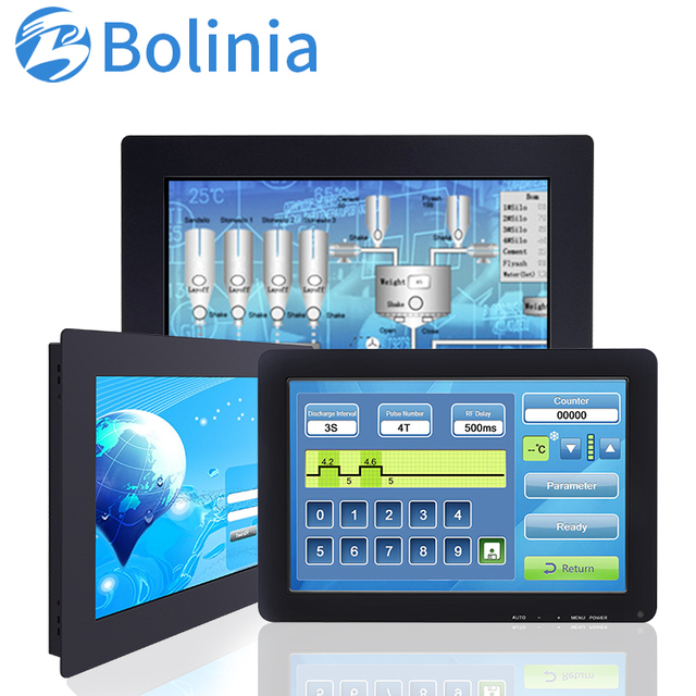 12 / 12.1 Inch Monitor with Plastic or Metal or Aluminum Case Resistive or Capacitive Touch for Embedded Wall Mounted Industrial